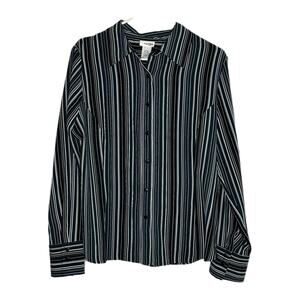 East 5th Aqua, Black, and Gray Women’s Button Down Shirt, Large, NWT